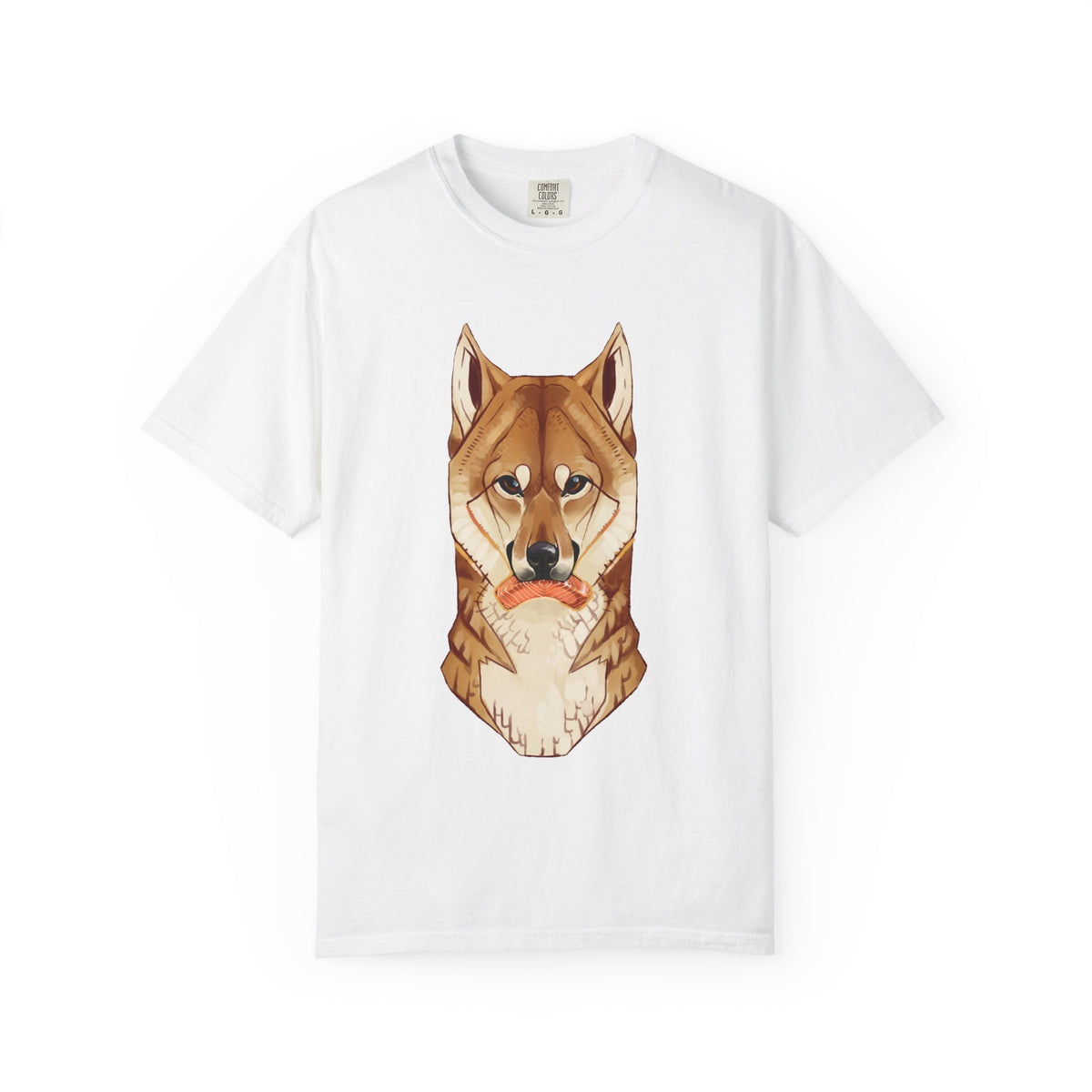 Shiba Inu T-Shirt | Cute Dog Shirt | Shiba Inu Lover Gift | Dog Lover Tee | Japanese Dog Art with Slice of Salmon