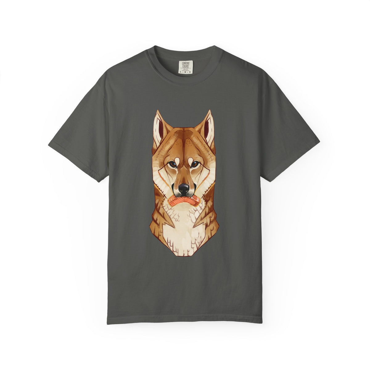 Shiba Inu T-Shirt | Cute Dog Shirt | Shiba Inu Lover Gift | Dog Lover Tee | Japanese Dog Art with Slice of Salmon