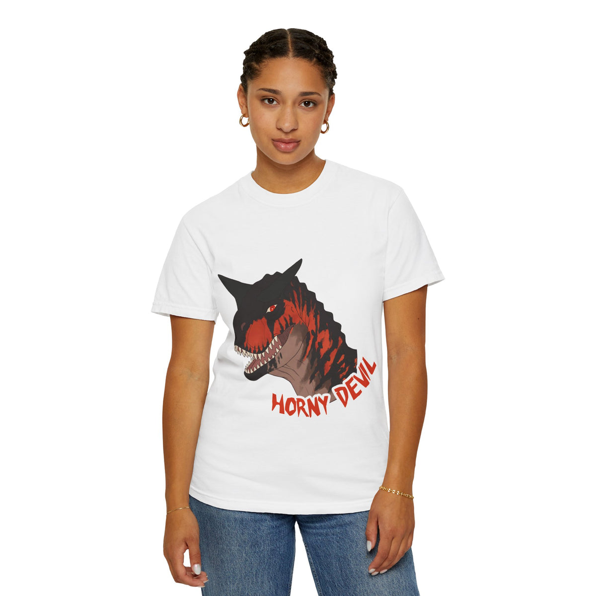 Carnotaurus Dinosaur Graphic Tee: Vintage Zine Style, Ring-Spun Cotton (Adults)