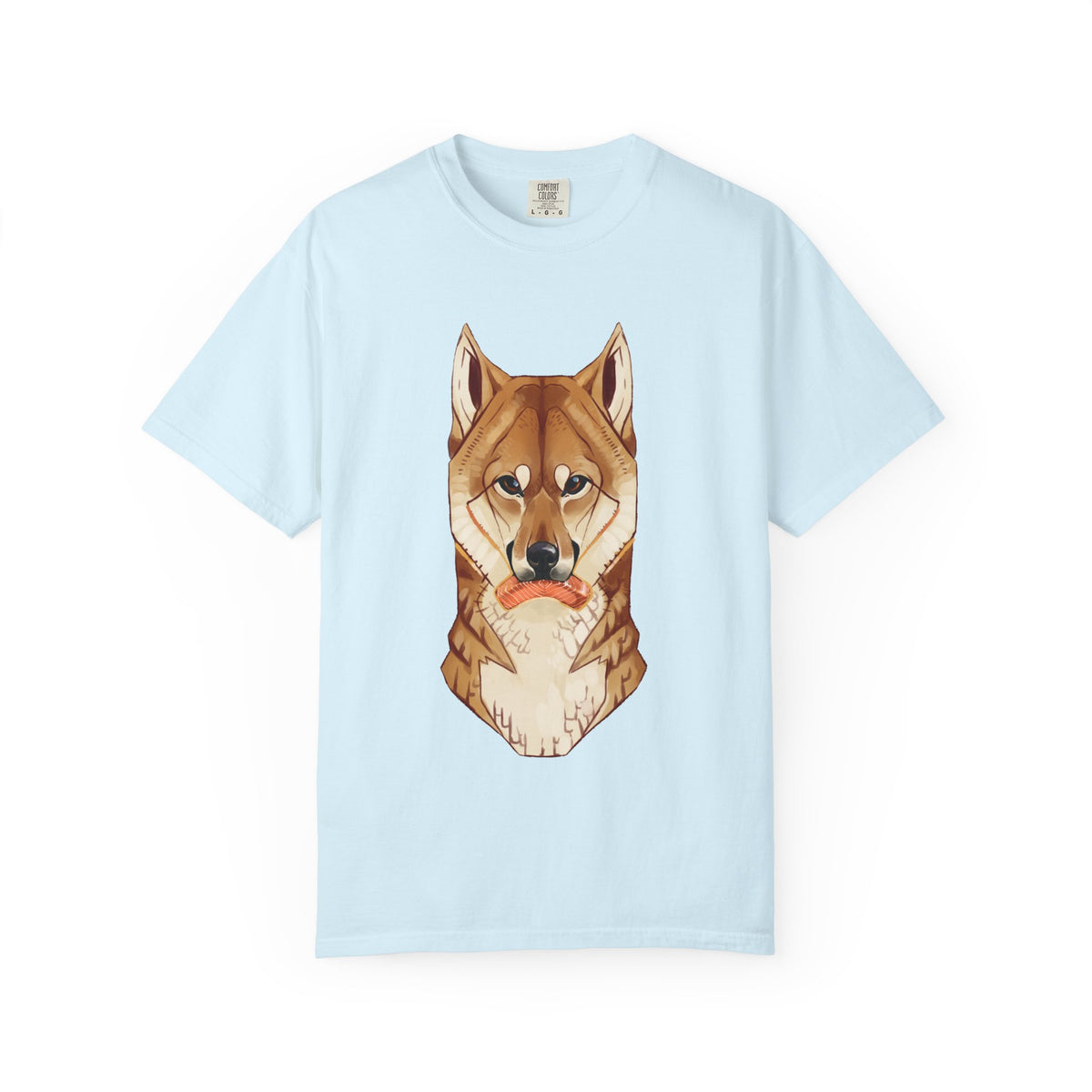 Shiba Inu T-Shirt | Cute Dog Shirt | Shiba Inu Lover Gift | Dog Lover Tee | Japanese Dog Art with Slice of Salmon