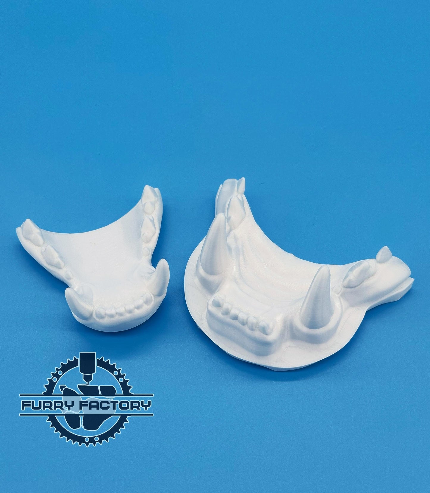 Snow Leopard Fursuit Jaw Set: 3D Printed Realistic Feline Teeth