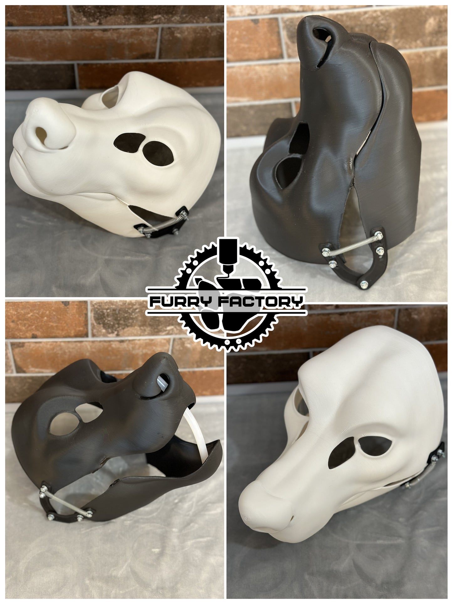 Canine Fursuit Head Base - Semi-Realistic 3D Printed Moving Jaw Blank