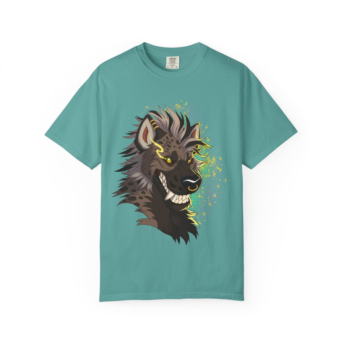 Furry Shirt | Anthropomorphic Art Shirt | Grinning Furry Hyena Head Long Sleeve T-Shirt | Stylized fandom Illustration