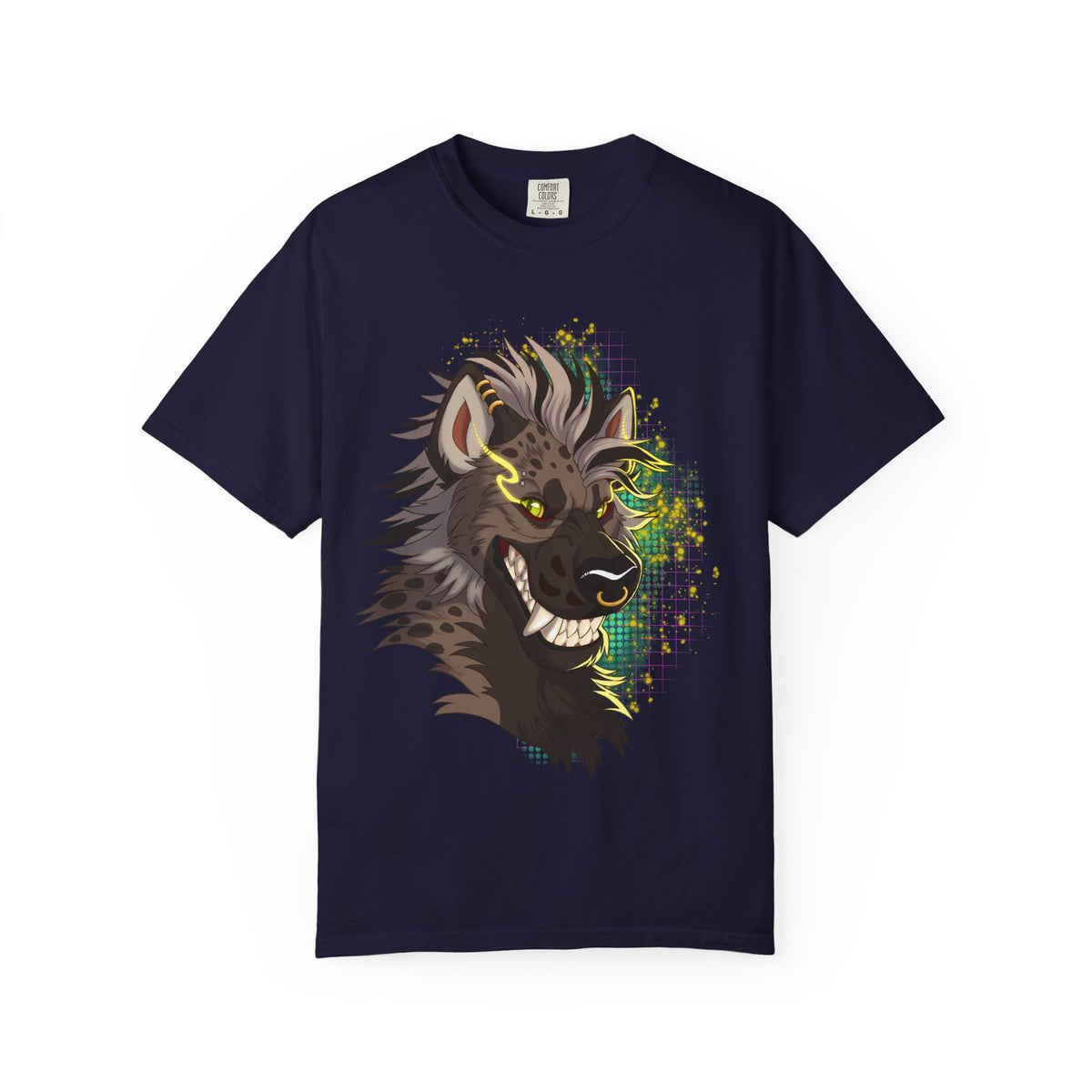 Furry Shirt | Anthropomorphic Art Shirt | Grinning Furry Hyena Head Long Sleeve T-Shirt | Stylized fandom Illustration
