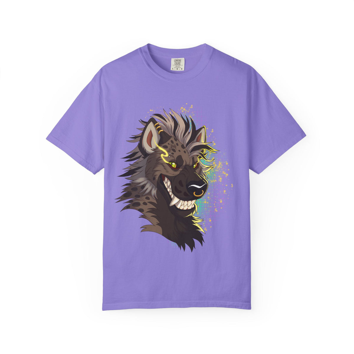 Furry Shirt | Anthropomorphic Art Shirt | Grinning Furry Hyena Head Long Sleeve T-Shirt | Stylized fandom Illustration