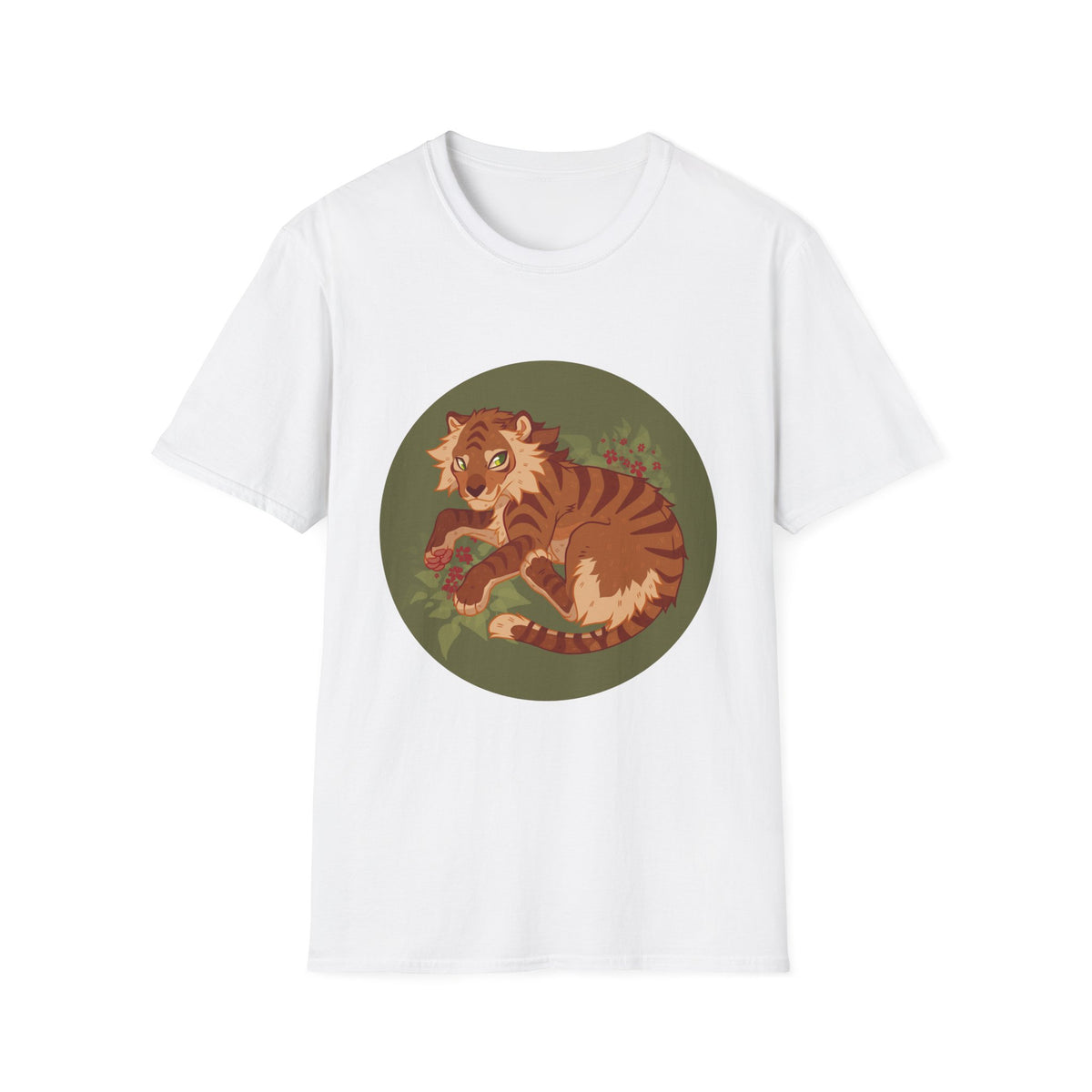 Playful Smilodon Sabertooh Tiger Illustration T-Shirt | Cute Cartoon Saber Cat Tiger Tee