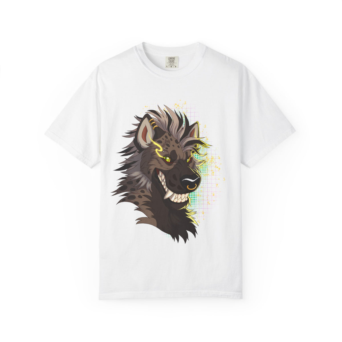 Furry Shirt | Anthropomorphic Art Shirt | Grinning Furry Hyena Head Long Sleeve T-Shirt | Stylized fandom Illustration