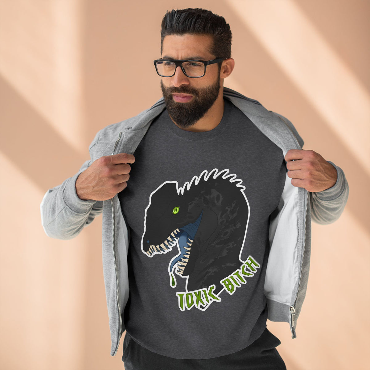Dilophosaurus Dinosaur "Toxic Bitch" Crewneck Sweatshirt