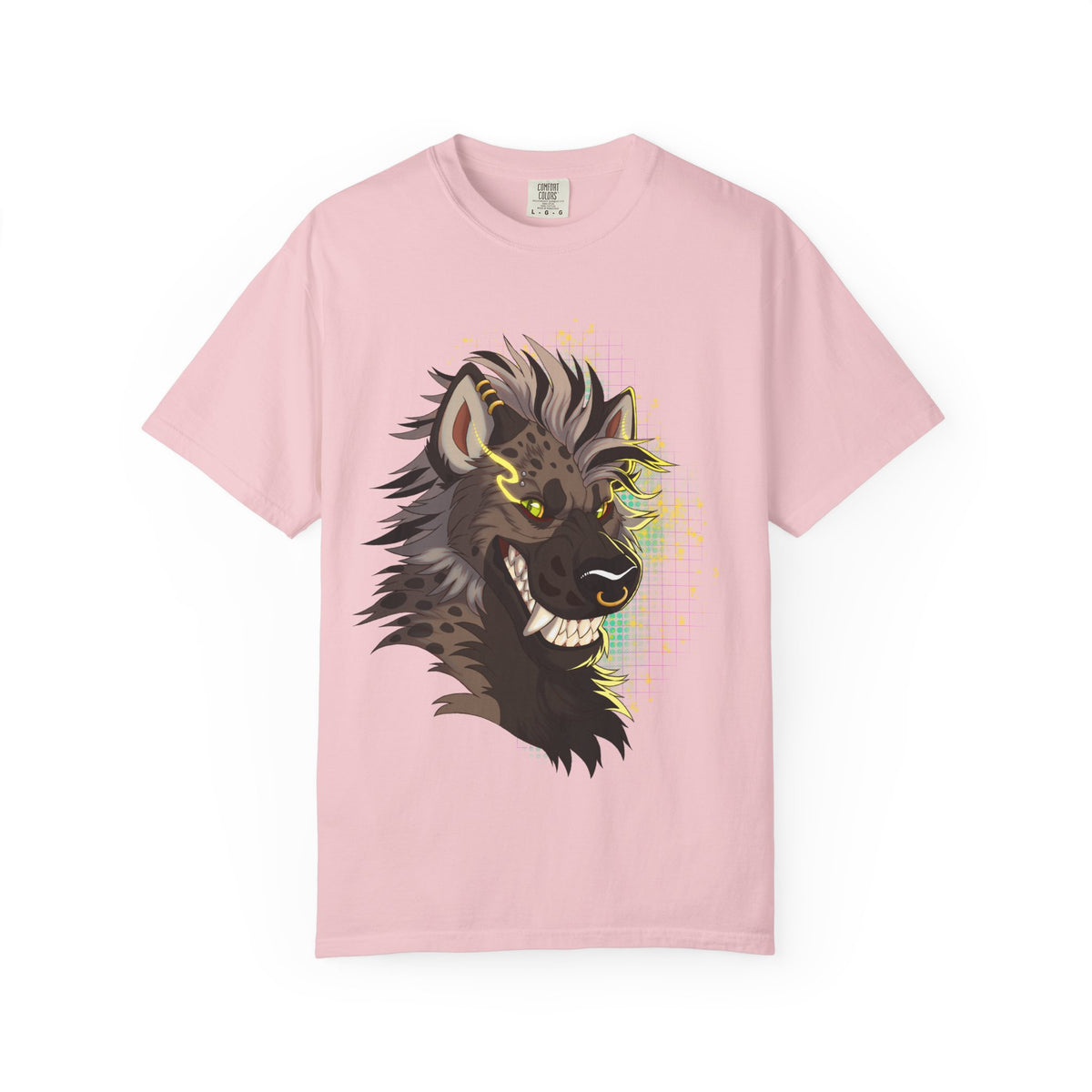 Furry Shirt | Anthropomorphic Art Shirt | Grinning Furry Hyena Head Long Sleeve T-Shirt | Stylized fandom Illustration