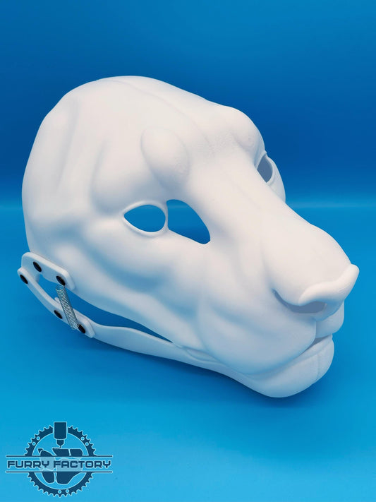Lion Fursuit Head Base: Realistic 3D Printed Moving Jaw Feline DIY Blank