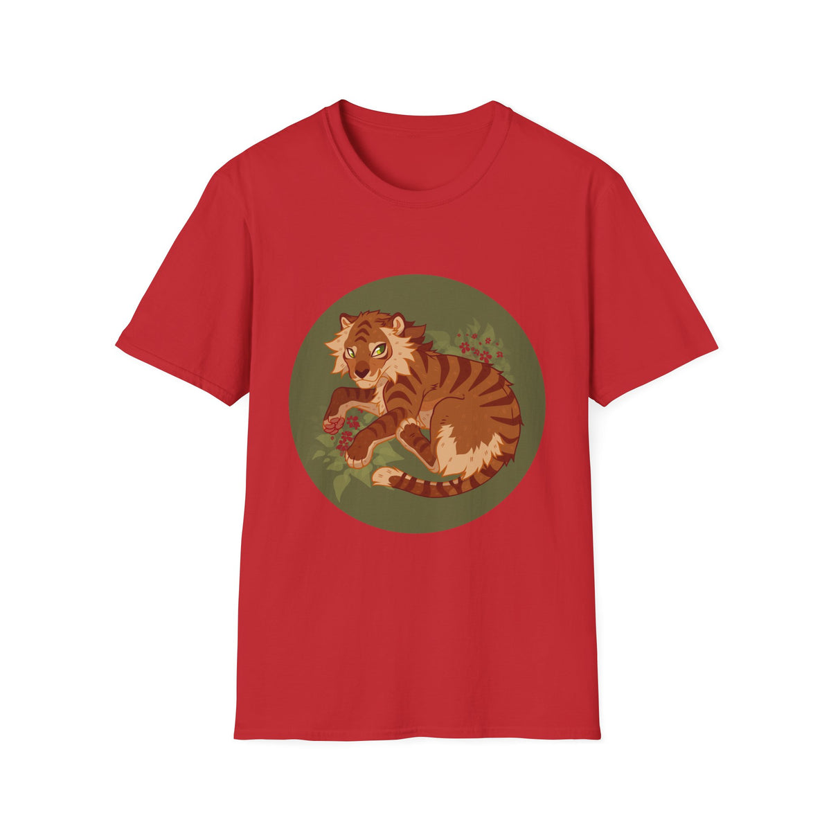 Playful Smilodon Sabertooh Tiger Illustration T-Shirt | Cute Cartoon Saber Cat Tiger Tee