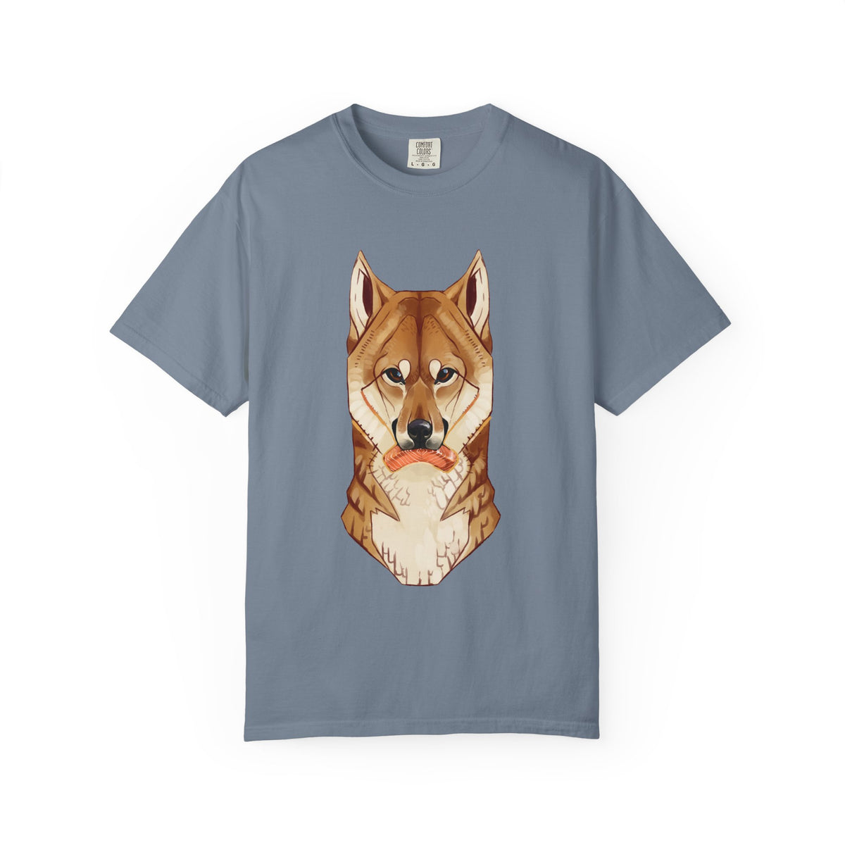 Shiba Inu T-Shirt | Cute Dog Shirt | Shiba Inu Lover Gift | Dog Lover Tee | Japanese Dog Art with Slice of Salmon