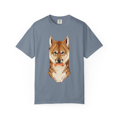 Shiba Inu T-Shirt | Cute Dog Shirt | Shiba Inu Lover Gift | Dog Lover Tee | Japanese Dog Art with Slice of Salmon