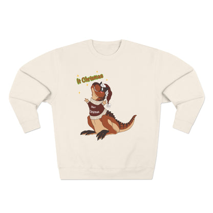 Carnotaurus Wearing Santa Hat Crewneck Sweatshirt | Christmas Dinosaur Holiday Sweater