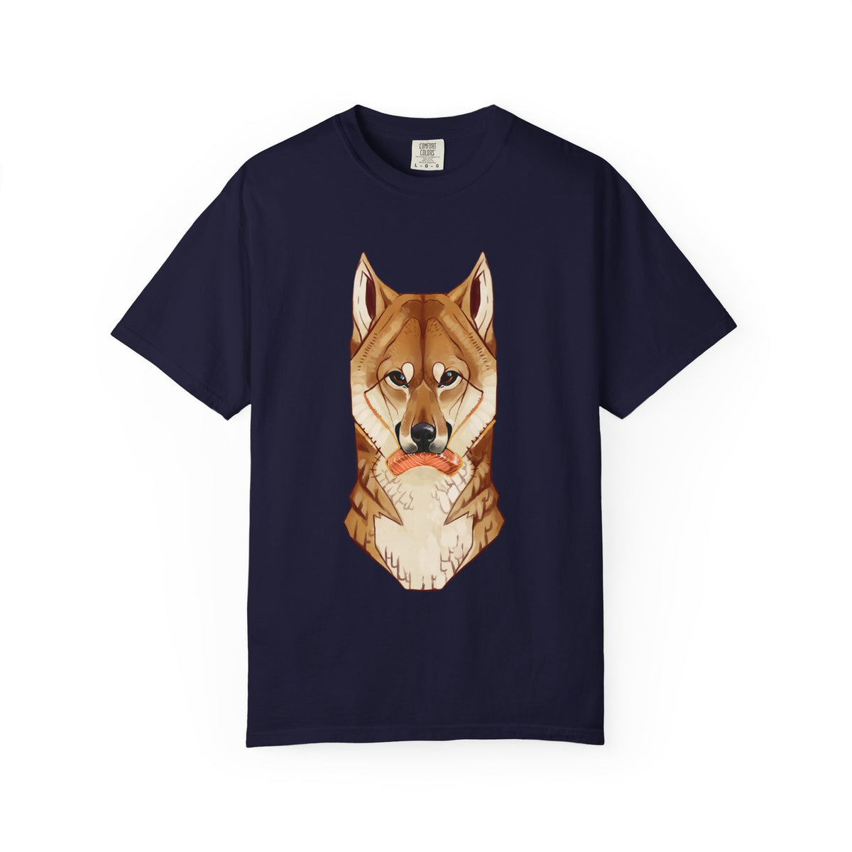 Shiba Inu T-Shirt | Cute Dog Shirt | Shiba Inu Lover Gift | Dog Lover Tee | Japanese Dog Art with Slice of Salmon