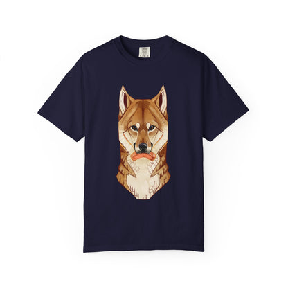 Shiba Inu T-Shirt | Cute Dog Shirt | Shiba Inu Lover Gift | Dog Lover Tee | Japanese Dog Art with Slice of Salmon