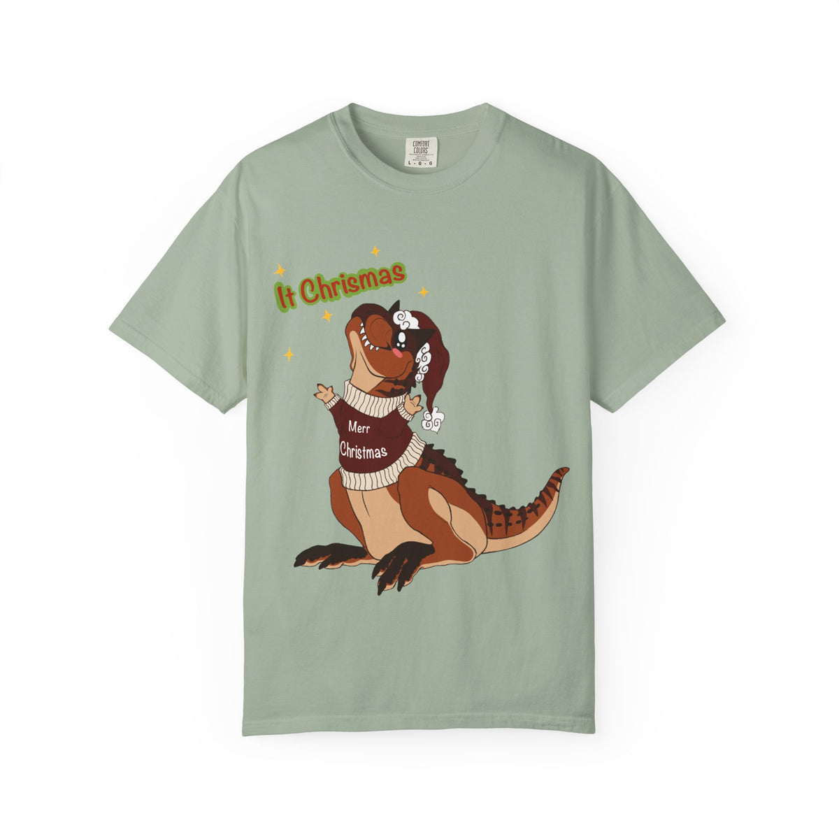 Carnotaurus in Santa Hat | It Christmas Meme | Christmas T-Shirt | Dinosaur Christmas Tee | Dinosaur Lover Gift | Dino Holiday Sweater