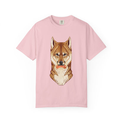 Shiba Inu T-Shirt | Cute Dog Shirt | Shiba Inu Lover Gift | Dog Lover Tee | Japanese Dog Art with Slice of Salmon