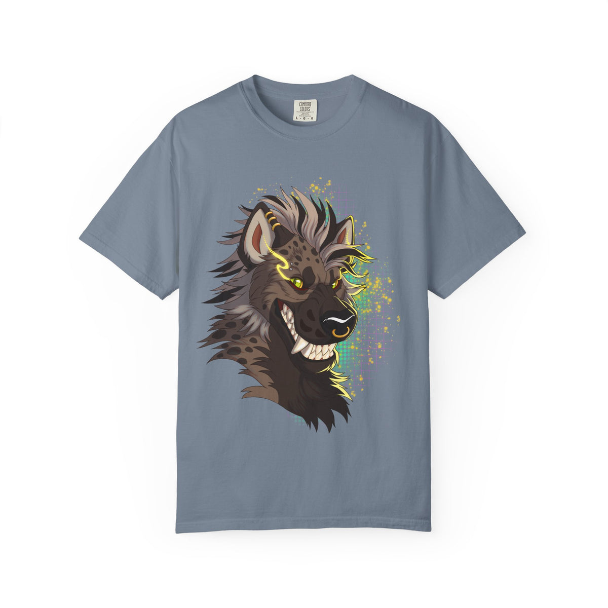 Furry Shirt | Anthropomorphic Art Shirt | Grinning Furry Hyena Head Long Sleeve T-Shirt | Stylized fandom Illustration