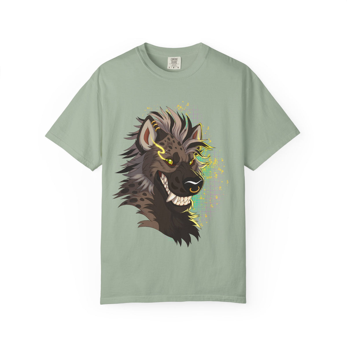 Furry Shirt | Anthropomorphic Art Shirt | Grinning Furry Hyena Head Long Sleeve T-Shirt | Stylized fandom Illustration