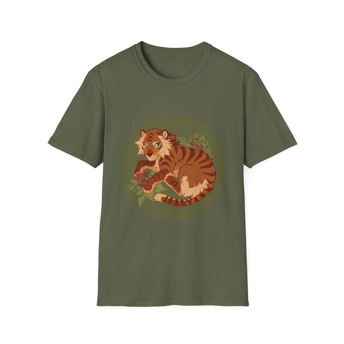 Playful Smilodon Sabertooh Tiger Illustration T-Shirt | Cute Cartoon Saber Cat Tiger Tee