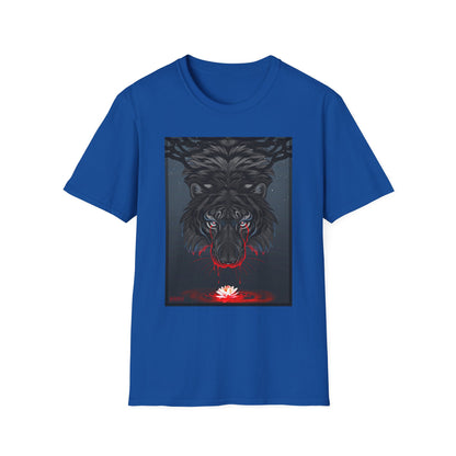 Black Tiger Illustration T-Shirt | Dark Forest, Red Moon