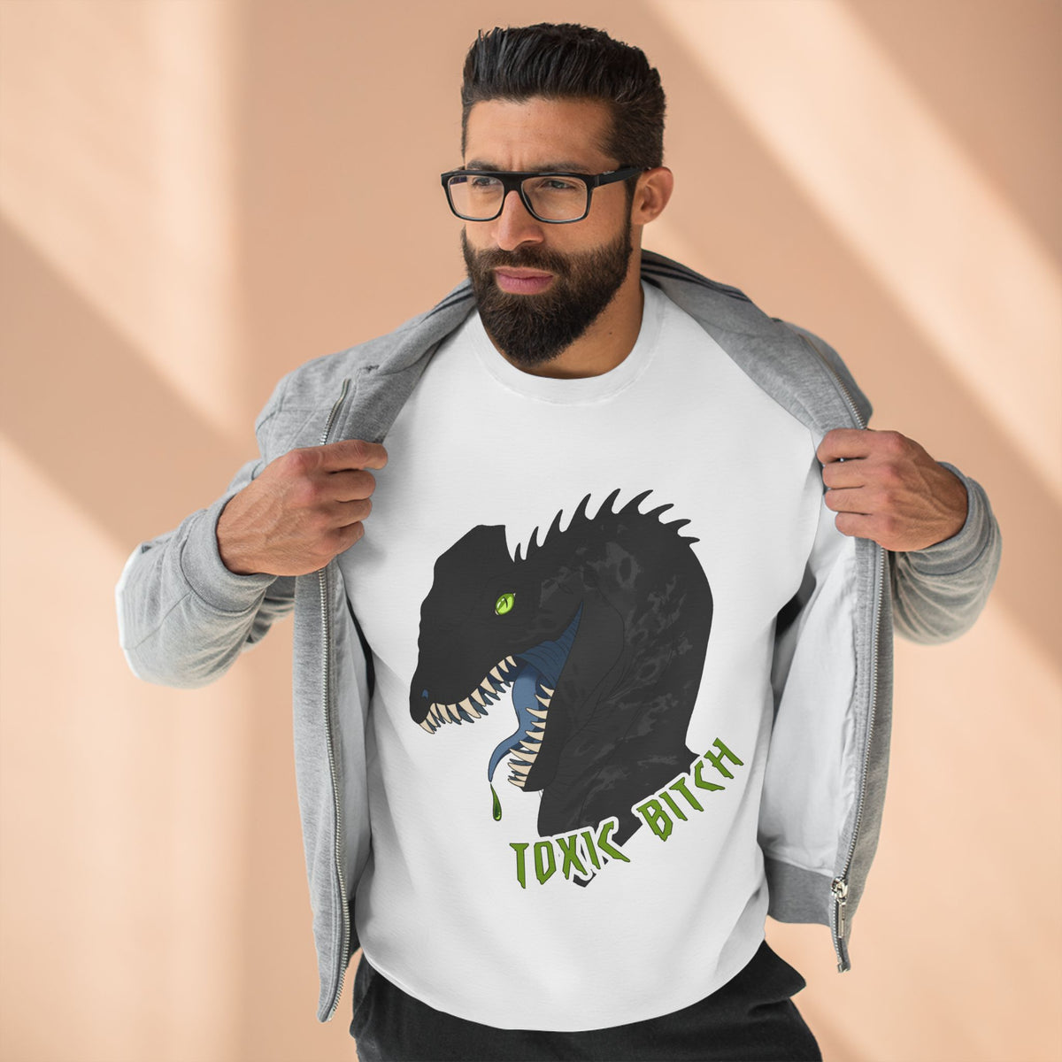 Dilophosaurus Dinosaur "Toxic Bitch" Crewneck Sweatshirt