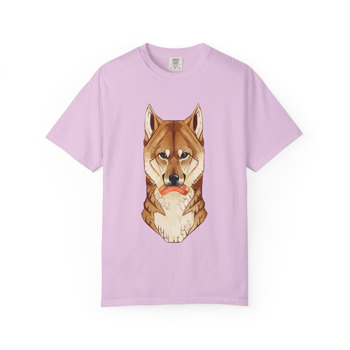 Shiba Inu T-Shirt | Cute Dog Shirt | Shiba Inu Lover Gift | Dog Lover Tee | Japanese Dog Art with Slice of Salmon