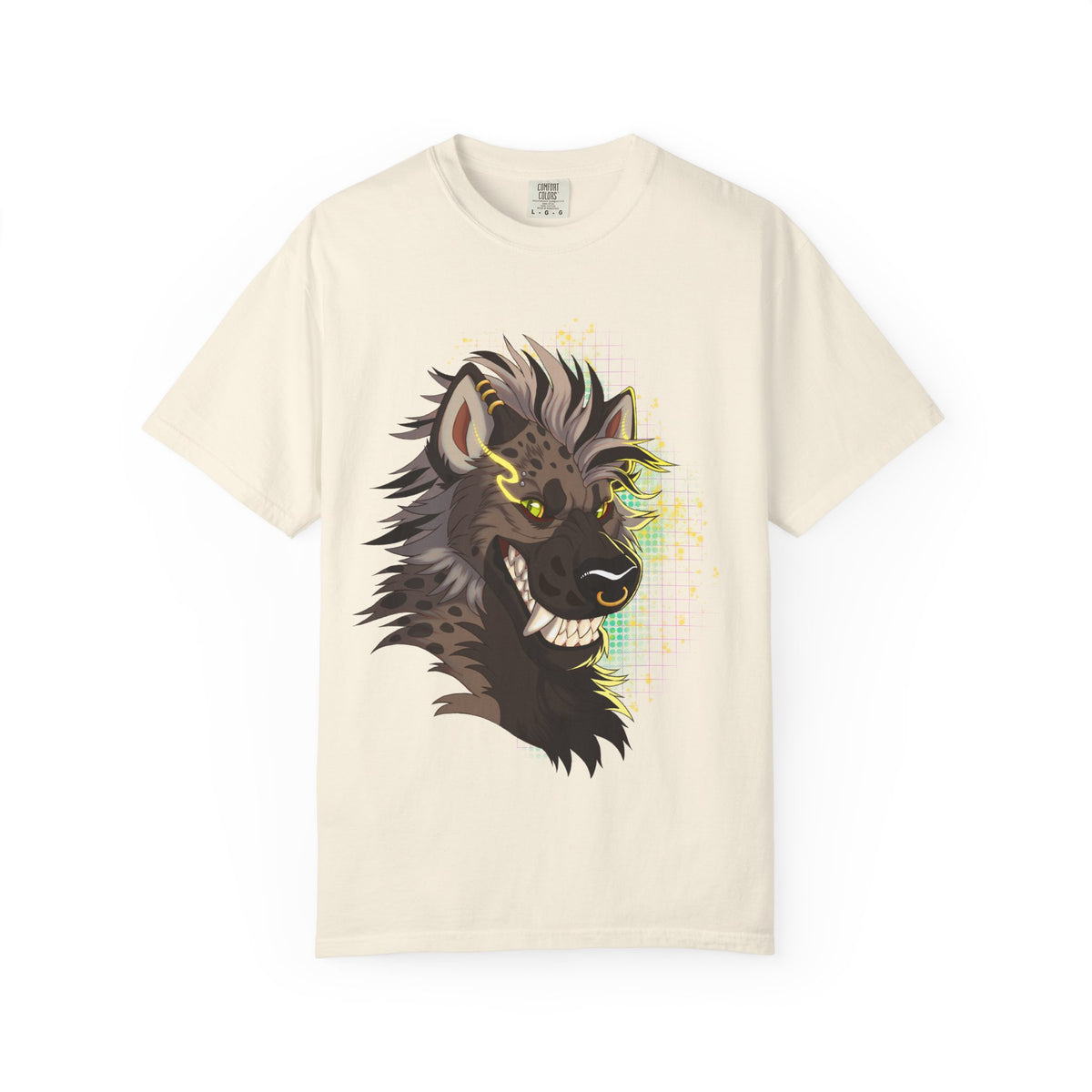 Furry Shirt | Anthropomorphic Art Shirt | Grinning Furry Hyena Head Long Sleeve T-Shirt | Stylized fandom Illustration