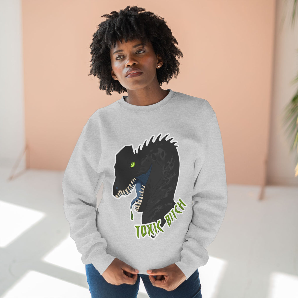Dilophosaurus Dinosaur "Toxic Bitch" Crewneck Sweatshirt