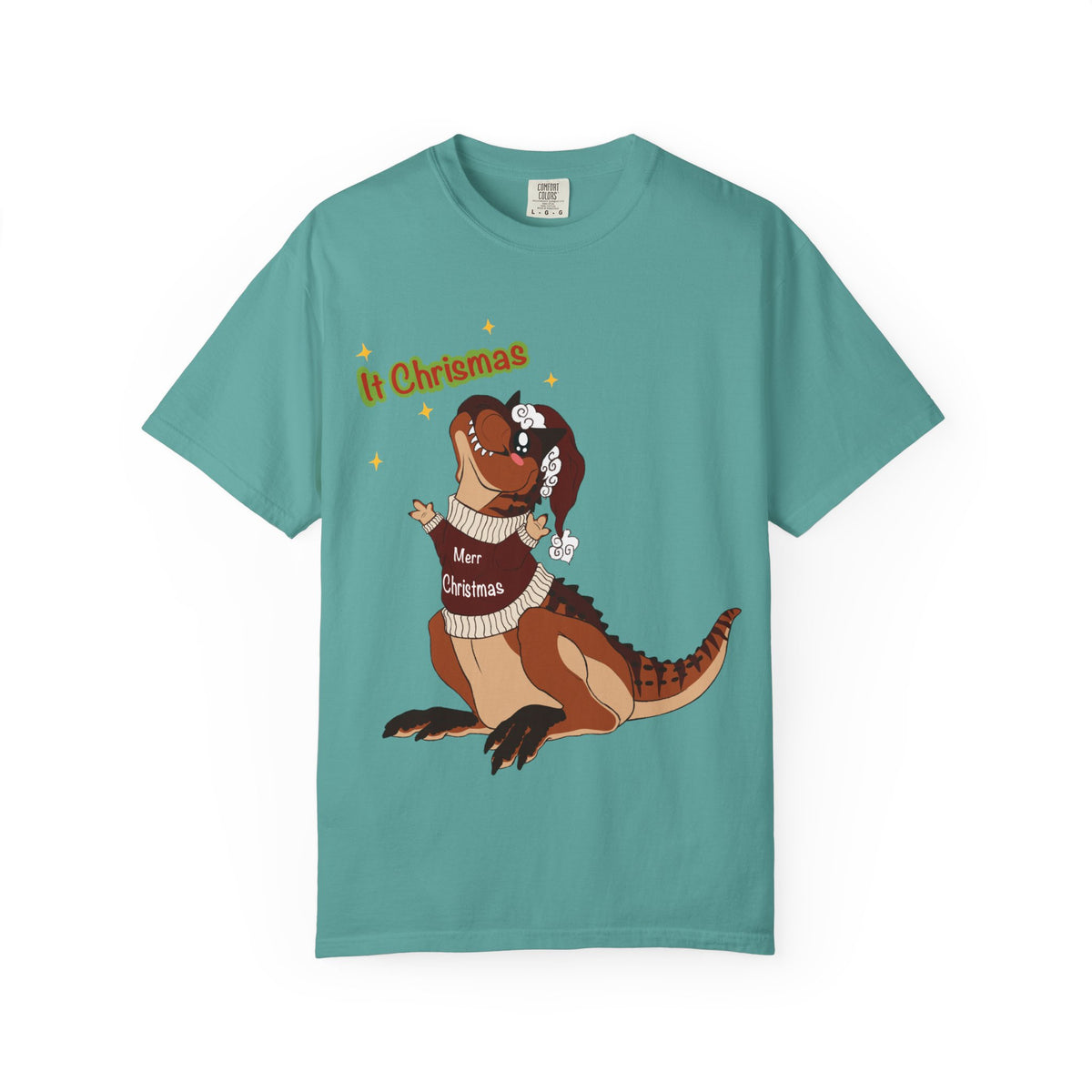 Carnotaurus in Santa Hat | It Christmas Meme | Christmas T-Shirt | Dinosaur Christmas Tee | Dinosaur Lover Gift | Dino Holiday Sweater