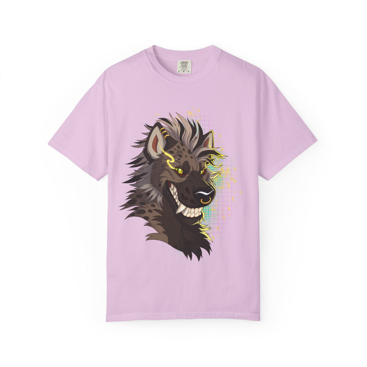 Furry Shirt | Anthropomorphic Art Shirt | Grinning Furry Hyena Head Long Sleeve T-Shirt | Stylized fandom Illustration
