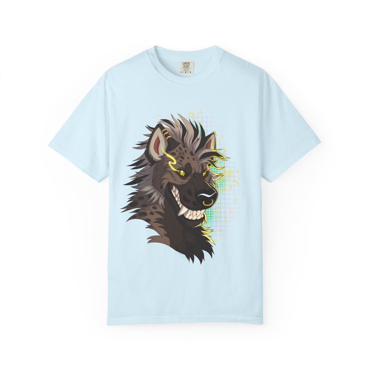 Furry Shirt | Anthropomorphic Art Shirt | Grinning Furry Hyena Head Long Sleeve T-Shirt | Stylized fandom Illustration
