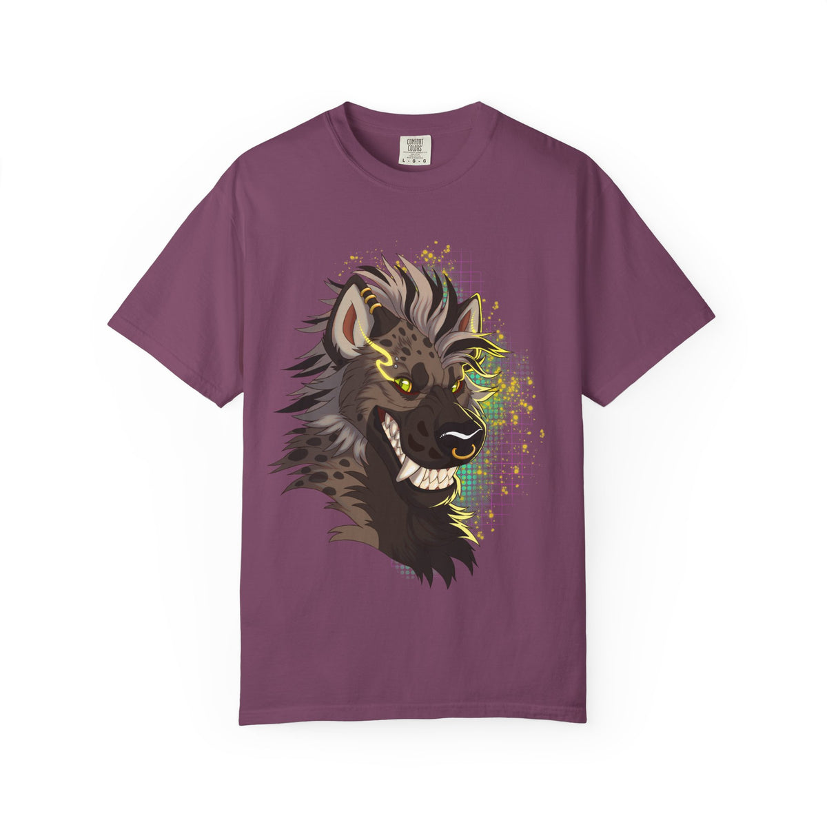 Furry Shirt | Anthropomorphic Art Shirt | Grinning Furry Hyena Head Long Sleeve T-Shirt | Stylized fandom Illustration