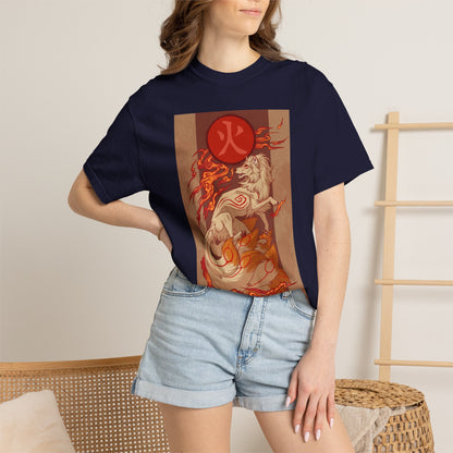 NineTails Pokémon Shirt x Okami Style Tee | Fox T-Shirt | Kitsune Shirt | Japanese Fox Tee | Art Anime Fire Spirit Mythical Creature Apparel