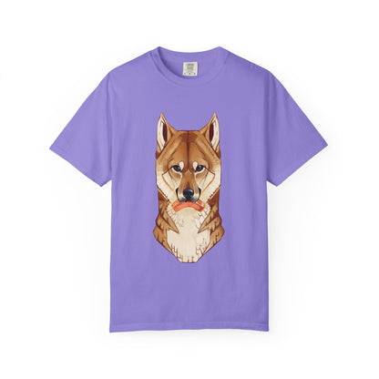 Shiba Inu T-Shirt | Cute Dog Shirt | Shiba Inu Lover Gift | Dog Lover Tee | Japanese Dog Art with Slice of Salmon