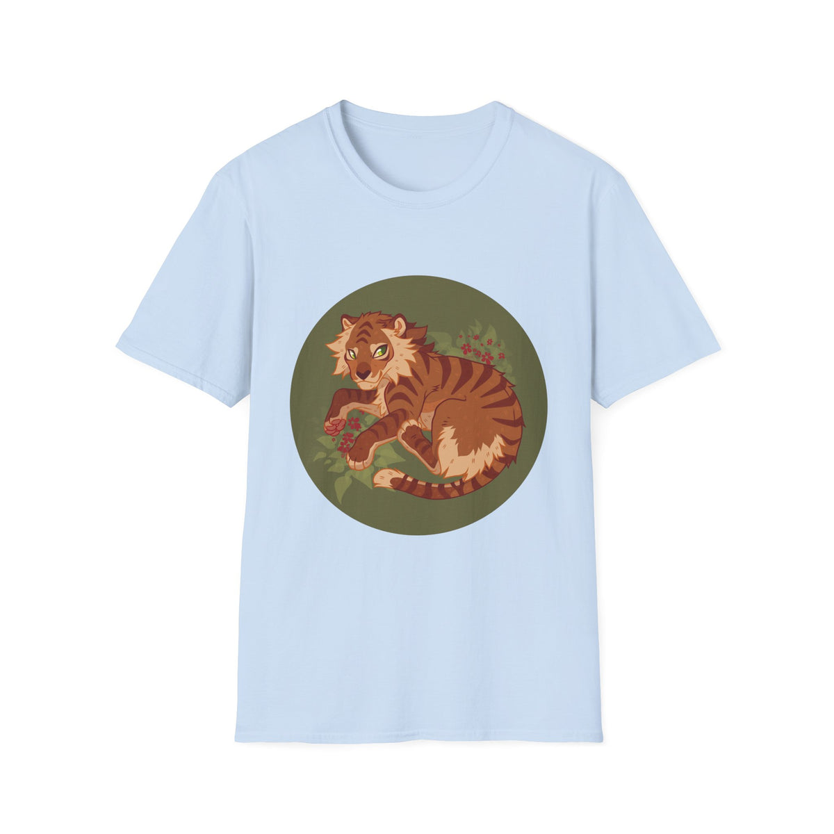 Playful Smilodon Sabertooh Tiger Illustration T-Shirt | Cute Cartoon Saber Cat Tiger Tee