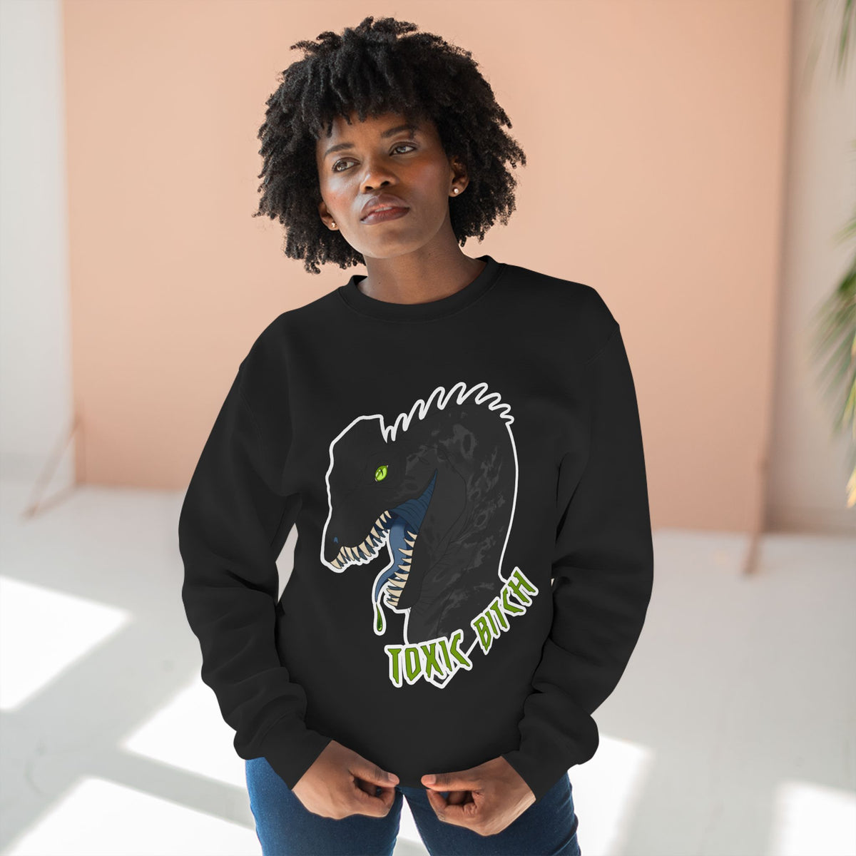 Dilophosaurus Dinosaur "Toxic Bitch" Crewneck Sweatshirt