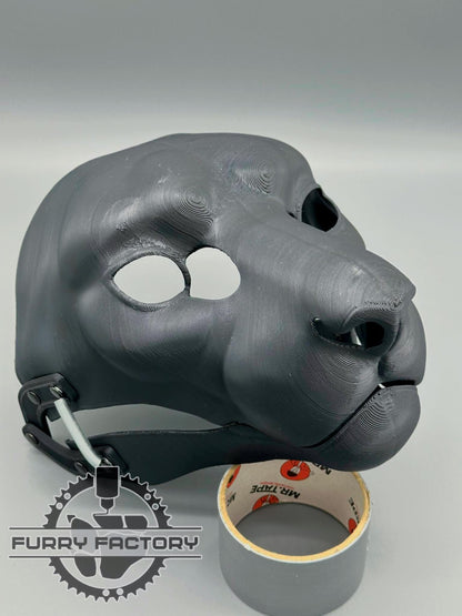 Snow Leopard Fursuit Head Base: Realistic 3D Printed Moving Jaw Feline Snep Blank
