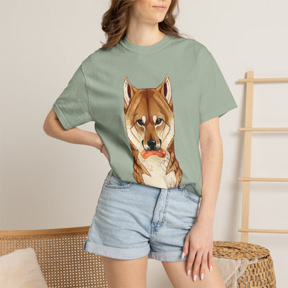 Shiba Inu T-Shirt | Cute Dog Shirt | Shiba Inu Lover Gift | Dog Lover Tee | Japanese Dog Art with Slice of Salmon