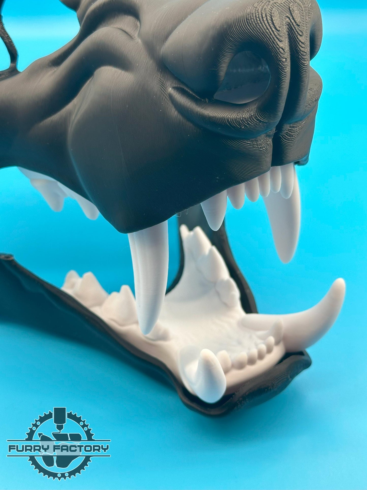 Snarl Hyena Fursuit Head Base Realistic 3D Printed Moving Jaw Teeth Set Blank