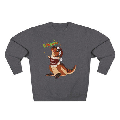 Carnotaurus Wearing Santa Hat Crewneck Sweatshirt | Christmas Dinosaur Holiday Sweater