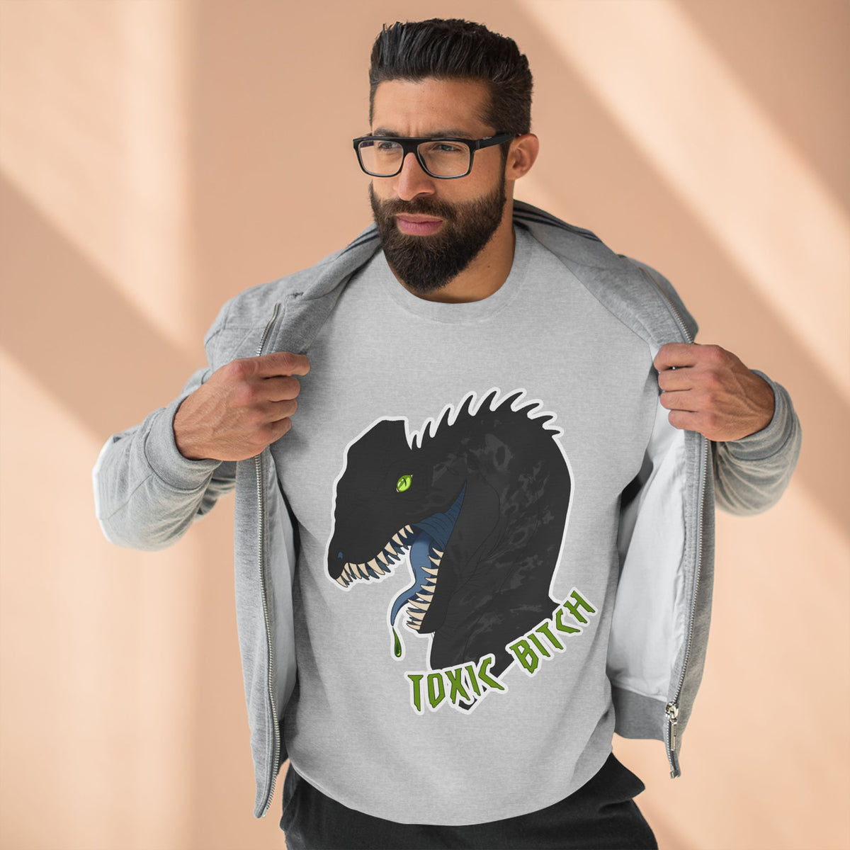 Dilophosaurus Dinosaur "Toxic Bitch" Crewneck Sweatshirt