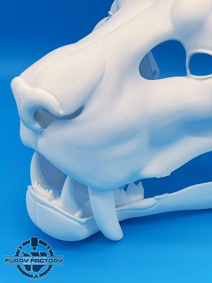 Sabertooth-Fursuit-Kopf-Basis: Realistischer 3D-gedruckter beweglicher Kiefer vorgeschnittener Smilodon-Rohling