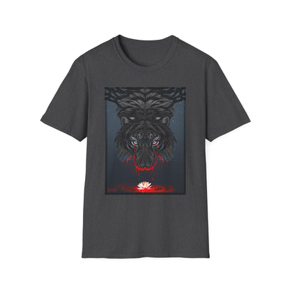 Black Tiger Illustration T-Shirt | Dark Forest, Red Moon