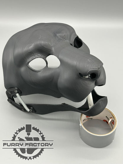 Snow Leopard Fursuit Head Base: Realistic 3D Printed Moving Jaw Feline Snep Blank