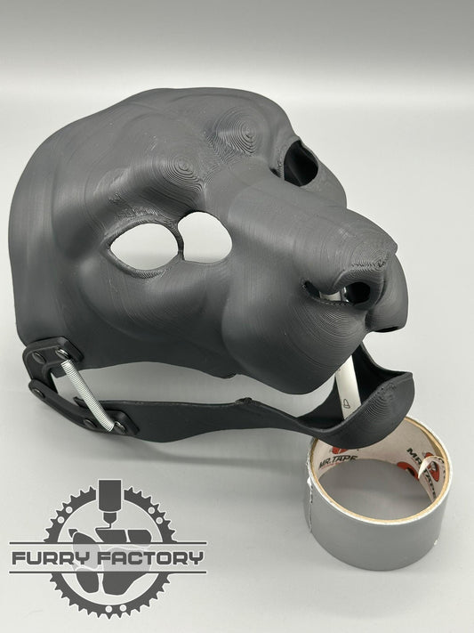 Snow Leopard Fursuit Head Base: Realistic 3D Printed Moving Jaw Feline Snep Blank