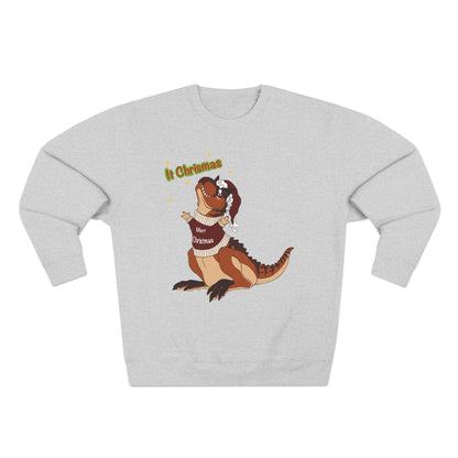 Carnotaurus Wearing Santa Hat Crewneck Sweatshirt | Christmas Dinosaur Holiday Sweater