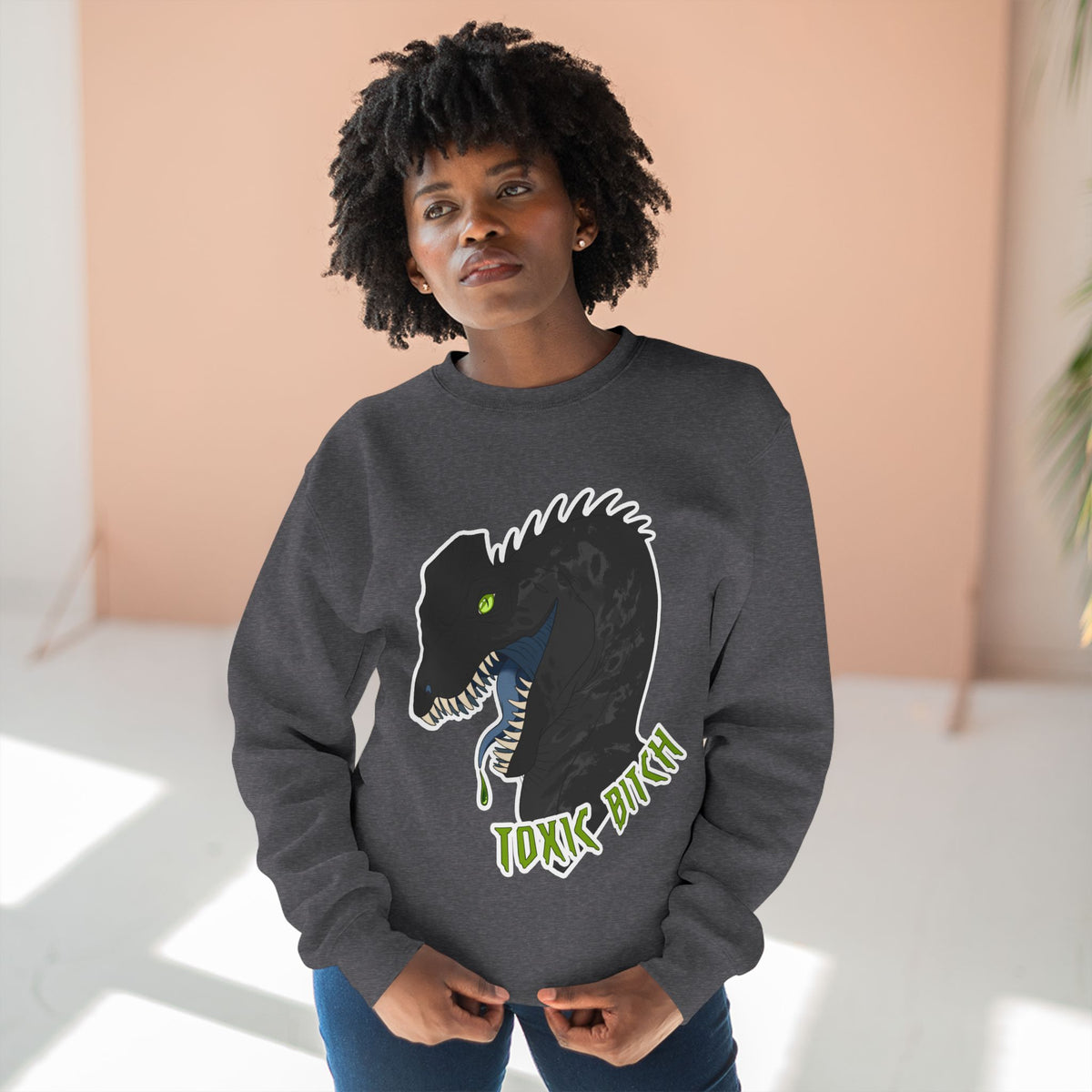 Dilophosaurus Dinosaur "Toxic Bitch" Crewneck Sweatshirt