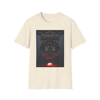 Black Tiger Illustration T-Shirt | Dark Forest, Red Moon